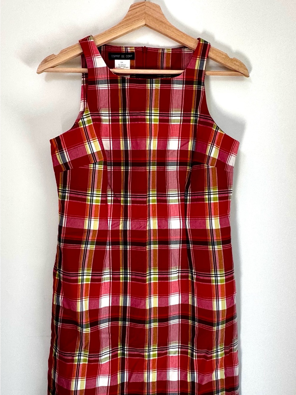 Vintage 90s Esprit de Corp Red Plaid Mini Dress Size 3/4